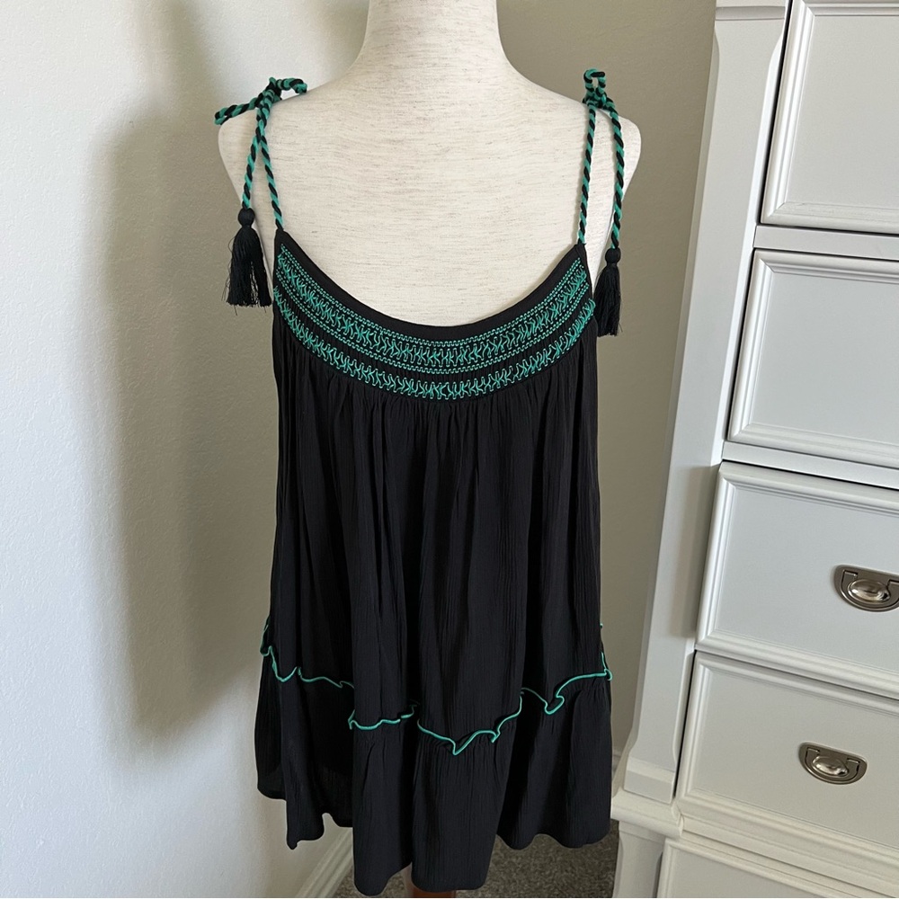 Embroidered Tank with Corded Straps